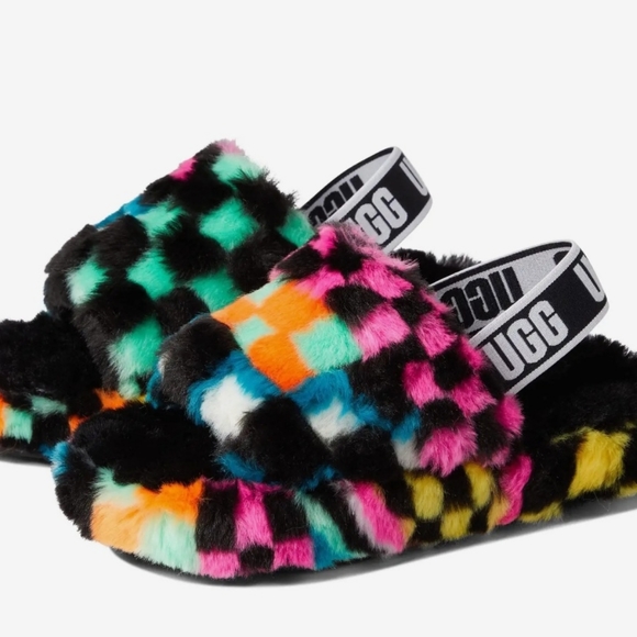 UGG Shoes - UGG Fluff Yeah Checks Multi Slide  Women Slippers brand New